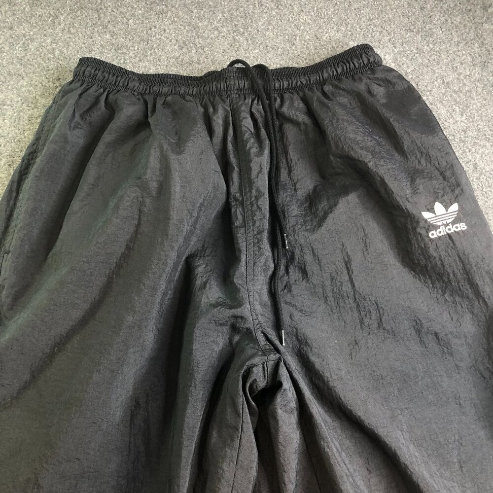 Vintage Adidas Pants Mens XL Black Windbreaker Track Gym Lined Elastic Waist Y2K